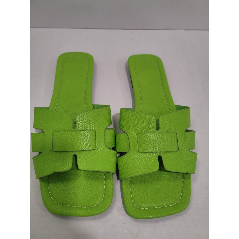 summer sandals casual Size 9 Lime Green slip Ons flats Wedding Beach